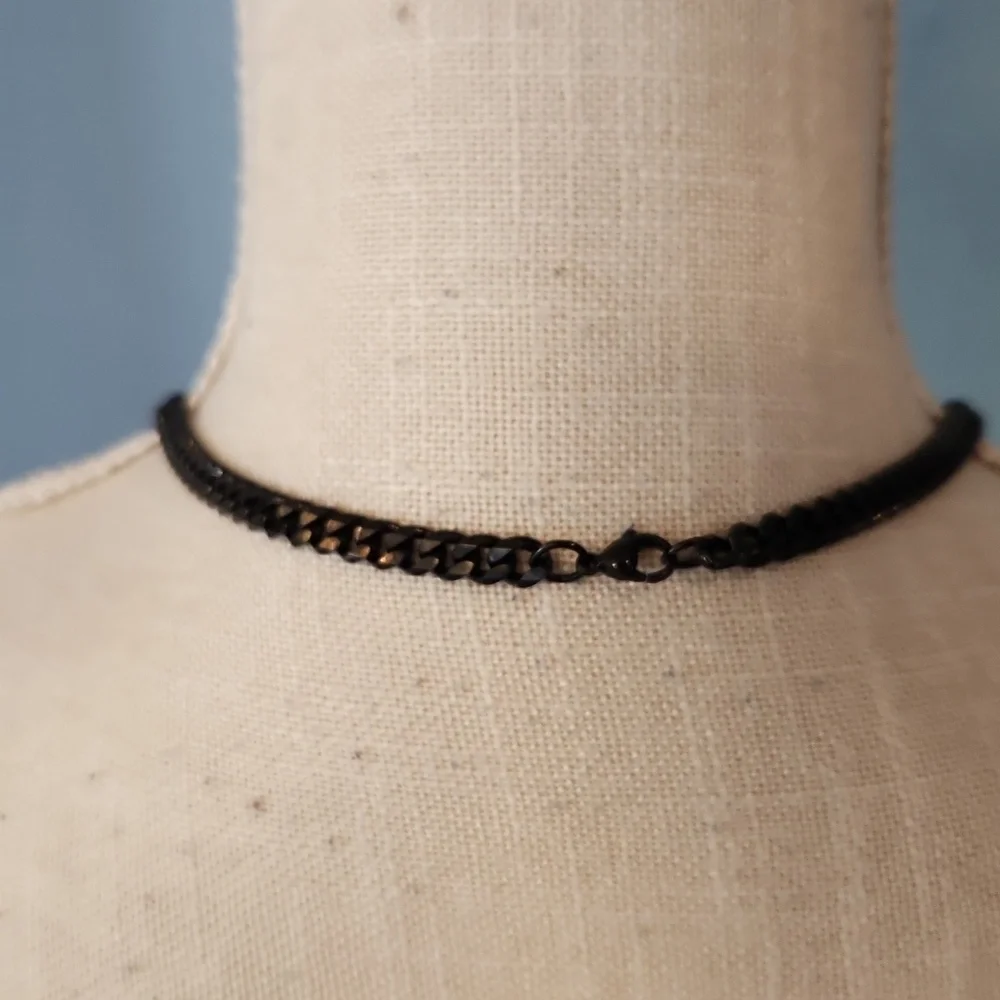Silv Adore 100% Non-tarnish Stainless Steal Black Chainlink Necklace Maximalists